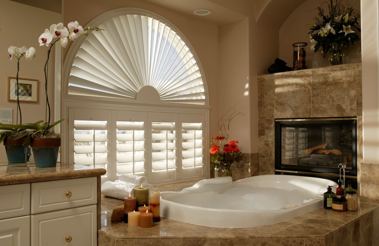Our Professionals Installed Shutters On A Sunburst Arch Window In Tampa, FL